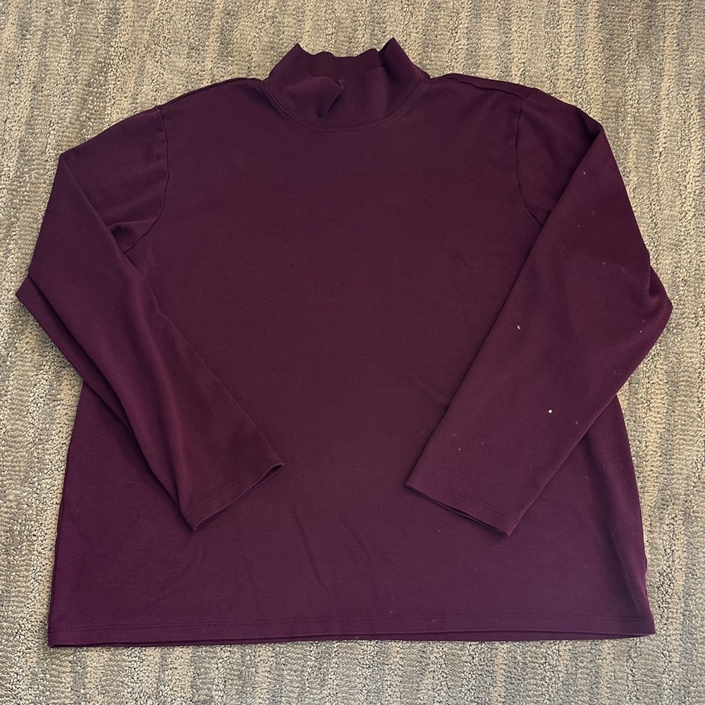 L.L. Bean Women's Mock Neck Top in Plum